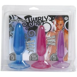 Satisfaction – Twirl Trio Jelly Arousal Butt Plugs In 3 Sizes (blue)