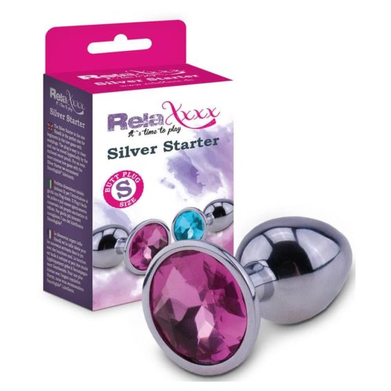 Relaxxxx Silver Chrome Butt Plug With Pink Diamonte (small)
