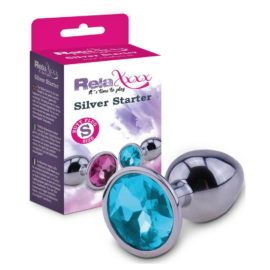 Relaxxxx Silver Chrome Butt Plug With Blue Diamonte (small)