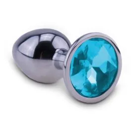 Relaxxxx Silver Chrome Butt Plug With Blue Diamonte (small)