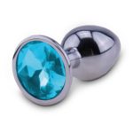 Relaxxxx Silver Chrome Butt Plug With Blue Diamonte (medium)
