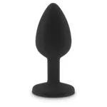 Relaxxxx Silicone Black Butt Plug With Pink Diamonte (small)