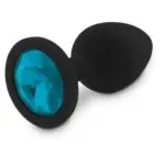 Relaxxxx Silicone Black Butt Plug With Blue Diamonte (small)