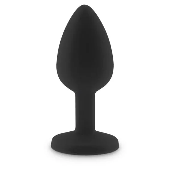 Relaxxxx Silicone Black Butt Plug With Blue Diamonte (small)
