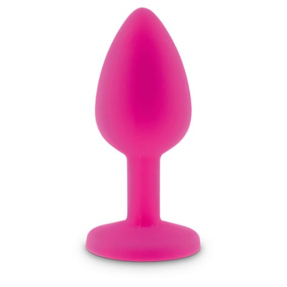 Relaxxxx Silicone Pink Butt Plug With Blue Diamonte (medium)