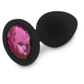 Relaxxxx Silicone Black Butt Plug With Pink Diamonte (medium)