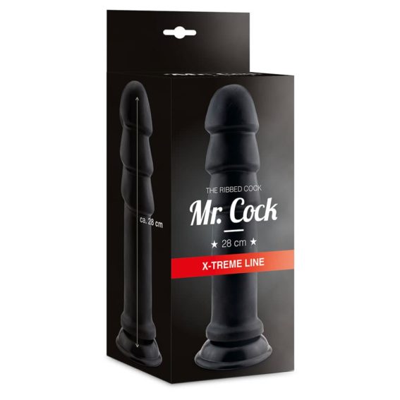 Mr Cock Xxl X-treme Line Anal Butt Plug – Ribbed Cock (28cm Black)