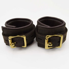 Bound – Nubuck Leather Wrist Restraints (with Gold Metal Detail)