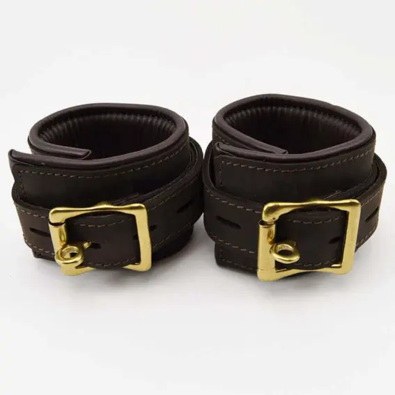Bound - Nubuck Leather Wrist Restraints (with Gold Metal Detail)