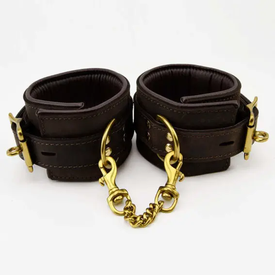 Bound – Nubuck Leather Ankle Restraints (with Gold Metal Detail)