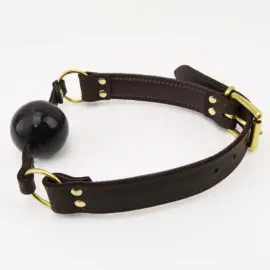 Bound – Nubuck Leather Solid Ball Gag (with Gold Metal Detail)