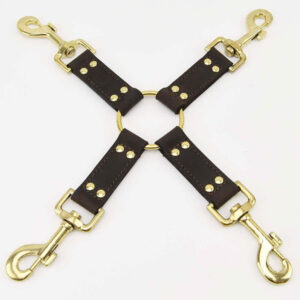 Bound - Nubuck Leather 4 Way Hog Tie (with Gold Metal Detail)