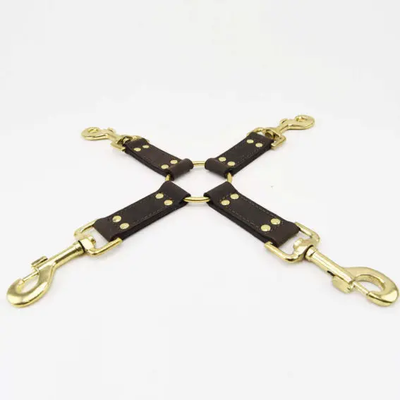 Bound – Nubuck Leather 4 Way Hog Tie (with Gold Metal Detail)