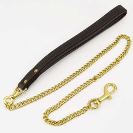 Bound – Nubuck Leather Leash (with Gold Metal Chain)