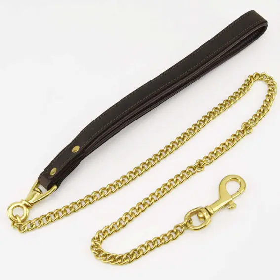 Bound – Nubuck Leather Leash (with Gold Metal Chain)