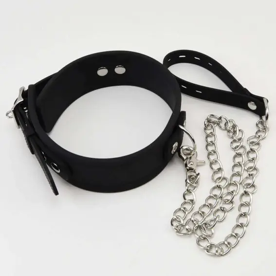 Bound To Please – Silicone Collar And Lead Set (silver Metal Detail)