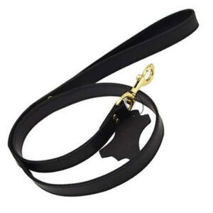 Bound Noir - Nubuck Leather Leash (with Gold Metal Detail)