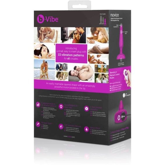 B-vibe Novice - 15x Vibrating Patterns Remote Control Anal Plug (fuchsia)