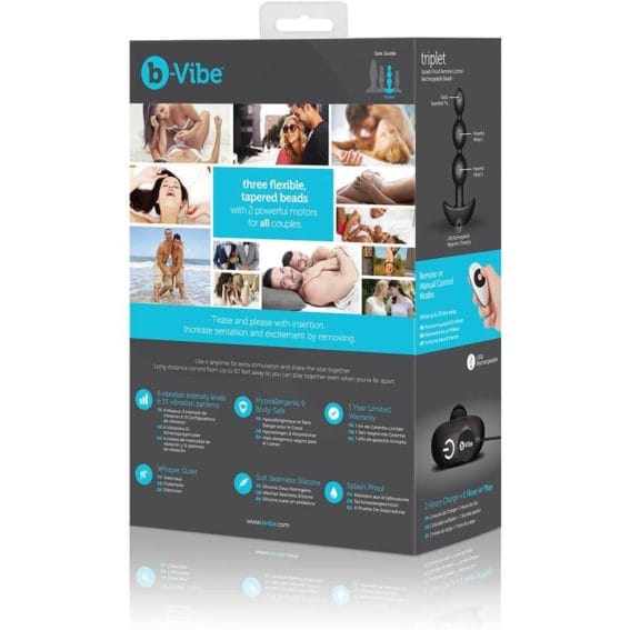 B-vibe Triplet - 2 Motor Vibrating Remote Control Anal Beads (black)