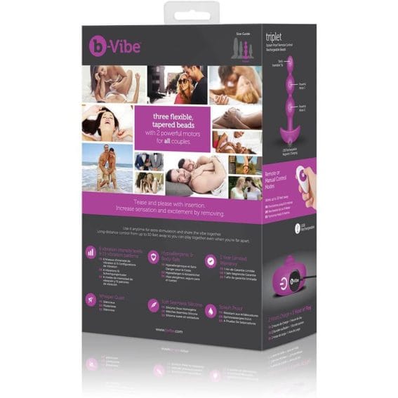 B-vibe Triplet - 2 Motor Vibrating Remote Control Anal Beads (fuchsia)