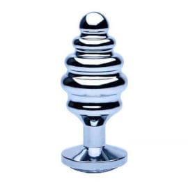 Precious Metals – Ribbed Silver Butt Plug (anal Toys – Butt Plugs)