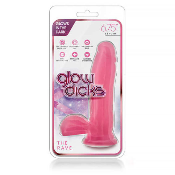 Blush - 7 Inch Pink Glow In The Dark Dildo And Balls (dildos & Dongs)