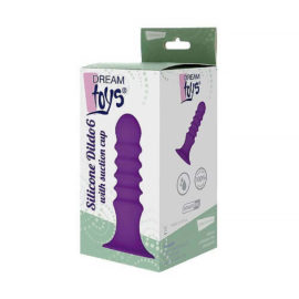 Dream Toys – Ribbed Tapered Silicone Dildo With Suction Cup (purple)