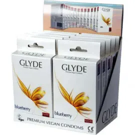 Glyde Vegan Condoms – Ultra Blueberry Flavour Vegan Condoms 10 Pack (essentials)