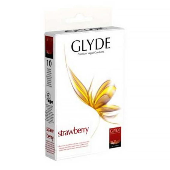 Glyde Vegan Condoms - Ultra Strawberry Flavour Vegan Condoms 10 Pack