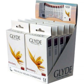 Glyde Vegan Condoms – Ultra Strawberry Flavour Vegan Condoms 10 Pack