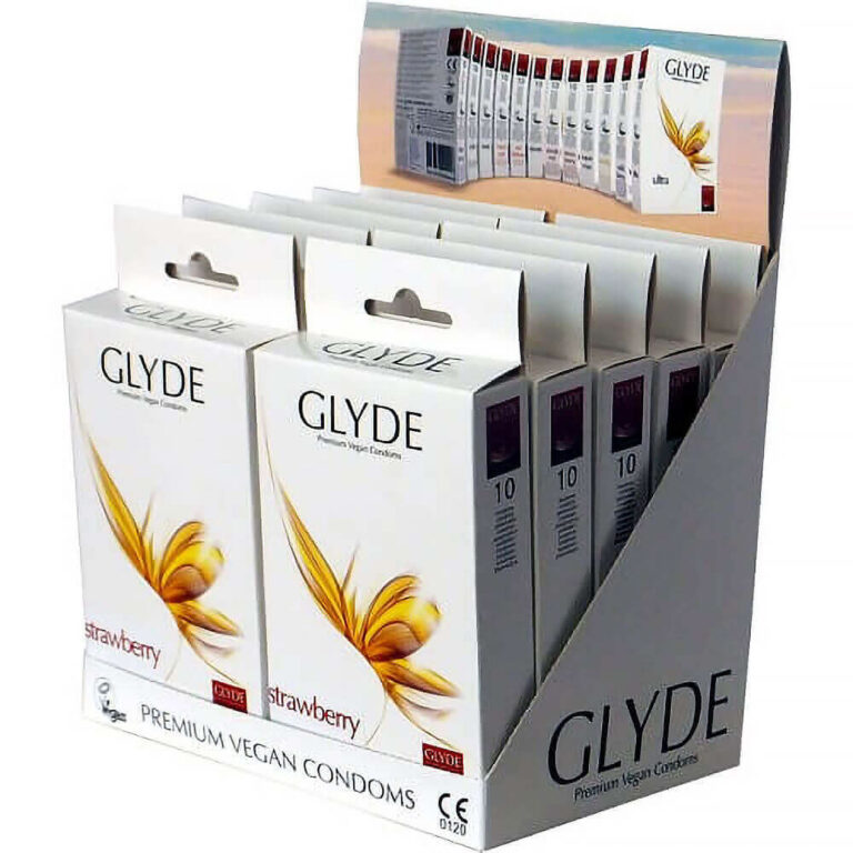 Glyde Vegan Condoms - Ultra Strawberry Flavour Vegan Condoms 10 Pack