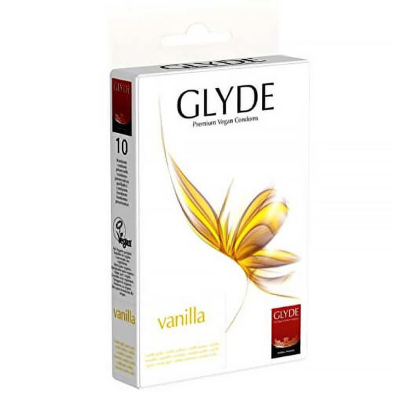 Glyde Vegan Condoms – Ultra Vanilla Flavour Vegan Condoms 10 Pack (essentials)