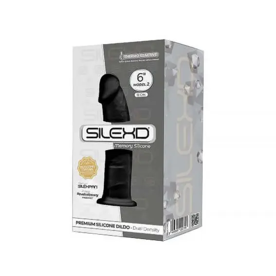 Silexd - 6 Inch Realistic Silicone Dual Density Dildo With Suction Cup (black)