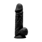Silexd – 8.5 Inch Realistic Silicone Dual Density Girthy Dildo And Balls (black)