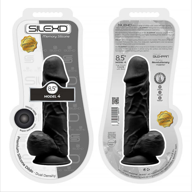 Silexd - 8.5 Inch Realistic Silicone Dual Density Girthy Dildo And Balls (black)