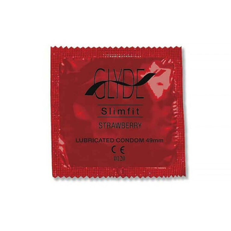 Glyde Vegan Condoms - Ultra Slimfit Strawberry Flavour Vegan Condoms 100 Bulk Pack