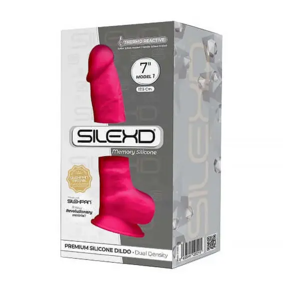 Silexd – 7 Inch Realistic Silicone Dual Density Dildo And Balls (pink)