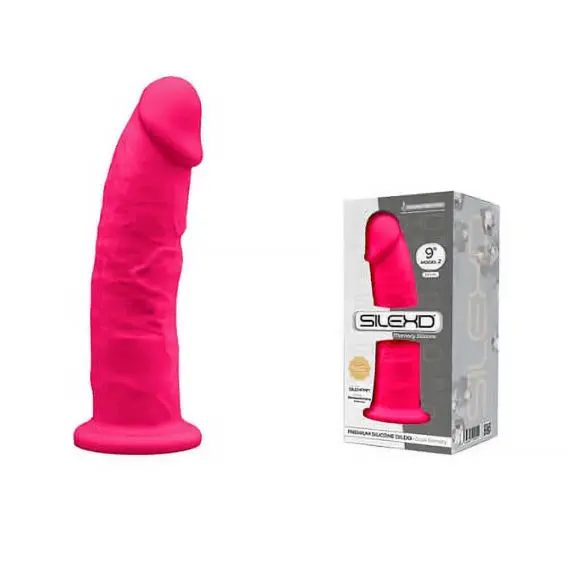 Silexd – 9 Inch Realistic Silicone Dual Density Dildo With Suction Cup (pink)