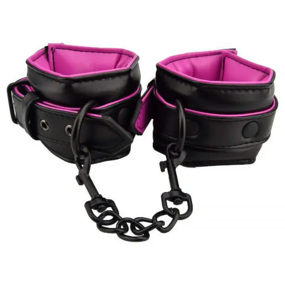 Bound To Please - Pink & Black Ankle Cuffs (bondage - Restraints)