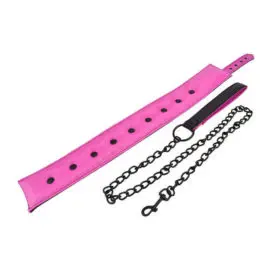 Bound To Please – Pink & Black Bondage Collar & Leash (bondage – Restraints)