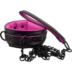 Bound To Please - Pink & Black Bondage Collar & Leash (bondage - Restraints)