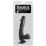 Basix Rubber Works – Dildo Dong With Suction Cup (black 7.5-inch)
