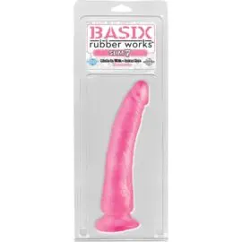 Basix Rubber Works – Slim Dildo With Suction Cup (pink 7-inch)