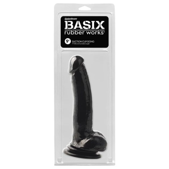 Basix Rubber Works - Large Dong With Suction Cup (black 9-inch)