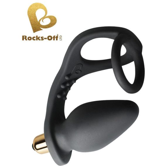 Rocks Off Zen Cock Ring And 7 Function Butt Plug Vibrator (black)