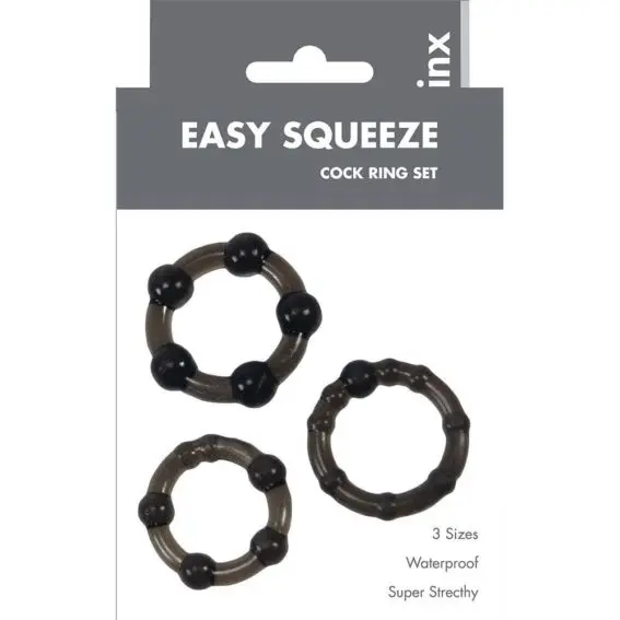 Linx – Easy Squeeze 3-size Super Stretchy Cock Rings (black)
