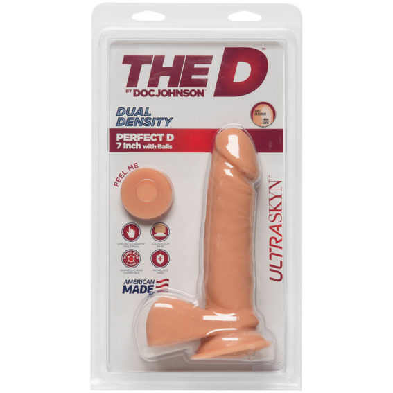 The D By Doc Johnson – Perfect D With Balls Ultraskyn Dildo (7-inch Vanilla)