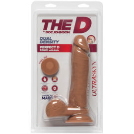 The D By Doc Johnson – Perfect D  With Balls Ultraskyn Dildo (8-inch Caramel)