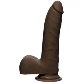 The D By Doc Johnson – Realistic Slim D With Balls Ultraskyn Dildo (7-inch Chocolate)