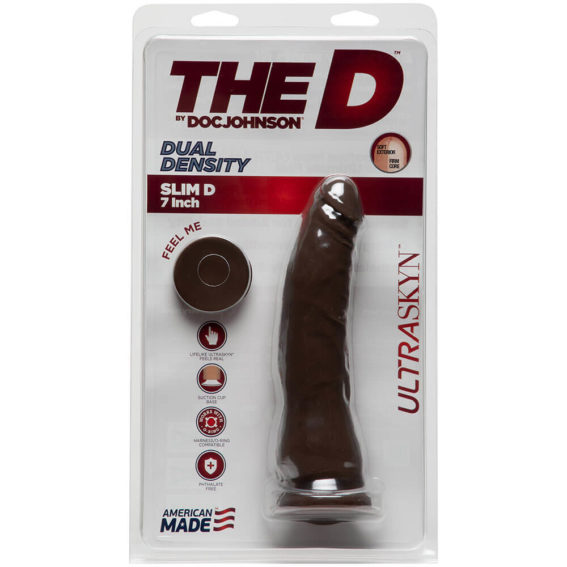 The D By Doc Johnson – Thin D Ultraskyn Dildo (7-inch Chocolate)